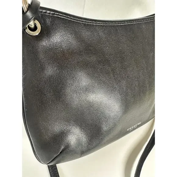 *Flawed* Coach Legacy Leather Double Gusset Crossbody Bag Black Leather 26601 - Picture 11 of 16